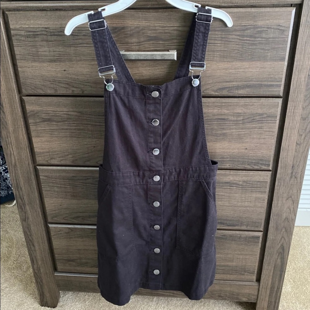 Black Denim Overall Dress